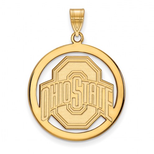 Ohio State Buckeyes Sterling Silver Gold Plated Large Circle Pendant