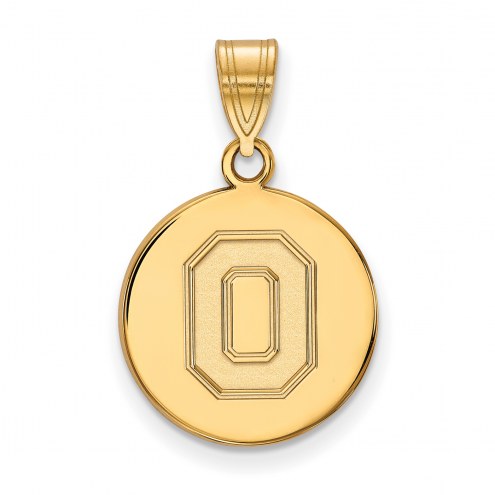 Ohio State Buckeyes Sterling Silver Gold Plated Medium Disc Pendant