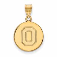 Ohio State Buckeyes Sterling Silver Gold Plated Medium Disc Pendant