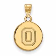 Ohio State Buckeyes Sterling Silver Gold Plated Small Disc Pendant