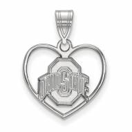 Ohio State Buckeyes Sterling Silver Heart Pendant