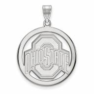 Ohio State Buckeyes Sterling Silver Large Circle Pendant