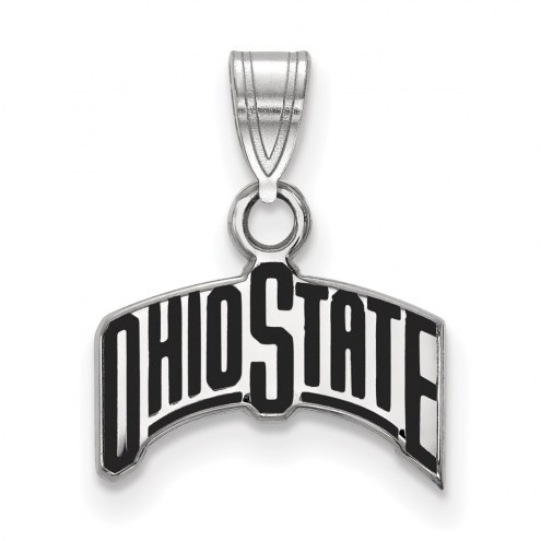 Ohio State Buckeyes Sterling Silver Small Enamel Pendant