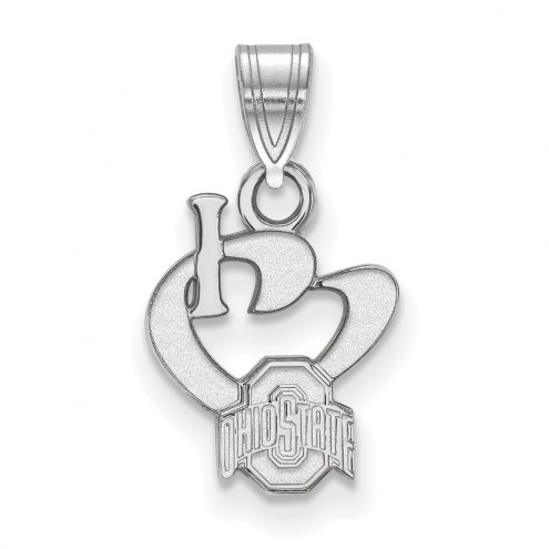 Ohio State Buckeyes Sterling Silver Small I Love Logo Pendant