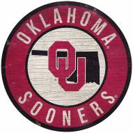 Oklahoma Sooners 12" Circle with State Sign