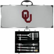 Oklahoma Sooners 8 Piece Stainless Steel BBQ Set w/Metal Case
