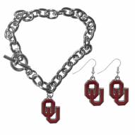 Oklahoma Sooners Chain Bracelet & Dangle Earring Set