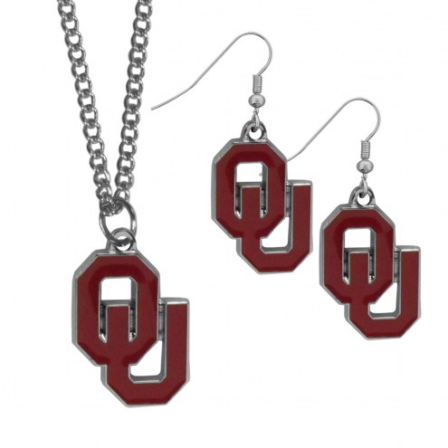 Oklahoma Sooners Dangle Earrings & Chain Necklace Set