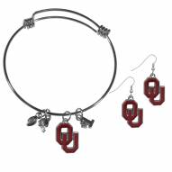 Oklahoma Sooners Dangle Earrings & Charm Bangle Bracelet Set
