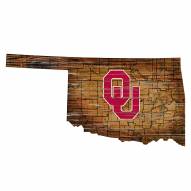 Oklahoma Sooners Distressed State with Logo Sign