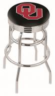 Oklahoma Sooners Double Ring Swivel Barstool with Ribbed Accent Ring