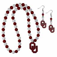 Oklahoma Sooners Fan Bead Earrings & Necklace Set