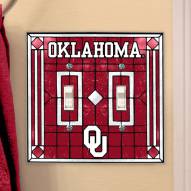 Oklahoma Sooners Glass Double Switch Plate Cover