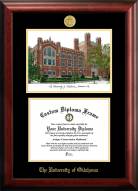 Oklahoma Sooners Gold Embossed Diploma Frame with Campus Images Lithograph