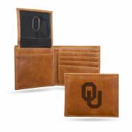 Oklahoma Sooners Laser Engraved Brown Billfold Wallet