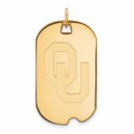 Oklahoma Sooners Sterling Silver Gold Plated Large Dog Tag