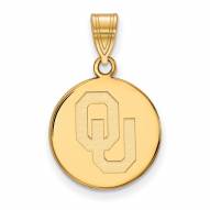 Oklahoma Sooners Sterling Silver Gold Plated Medium Disc Pendant
