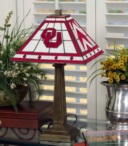 Oklahoma Sooners Stained Glass Mission Table Lamp