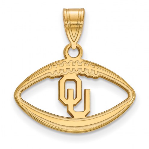 Oklahoma Sooners Sterling Silver Gold Plated Football Pendant