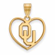 Oklahoma Sooners Sterling Silver Gold Plated Heart Pendant
