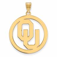 Oklahoma Sooners Sterling Silver Gold Plated Large Circle Pendant