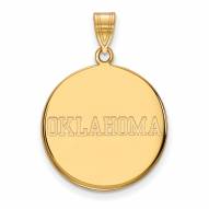 Oklahoma Sooners Sterling Silver Gold Plated Large Disc Pendant