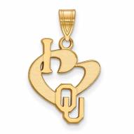 Oklahoma Sooners Sterling Silver Gold Plated Large I Love Logo Pendant