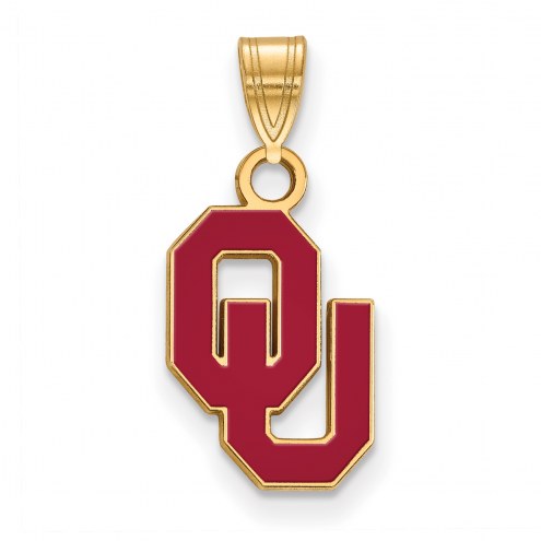 Oklahoma Sooners Sterling Silver Gold Plated Small Enameled Pendant