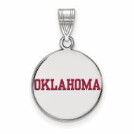 Oklahoma Sooners Sterling Silver Medium Enameled Disc Pendant