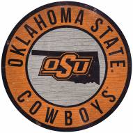 Oklahoma State Cowboys 12" Circle with State Sign