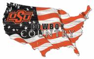 Oklahoma State Cowboys 15" USA Flag Cutout Sign