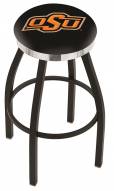 Oklahoma State Cowboys Black Swivel Barstool with Chrome Accent Ring