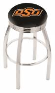 Oklahoma State Cowboys Chrome Swivel Barstool with Ribbed Accent Ring