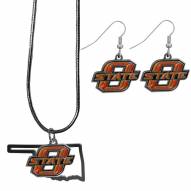 Oklahoma State Cowboys Dangle Earrings & State Necklace Set