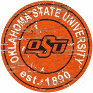 Oklahoma State Cowboys Distressed Round Sign