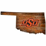 Oklahoma State Cowboys Distressed State with Logo Sign