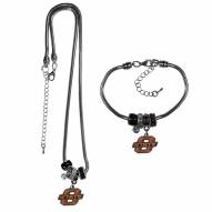 Oklahoma State Cowboys Euro Bead Necklace & Bracelet Set