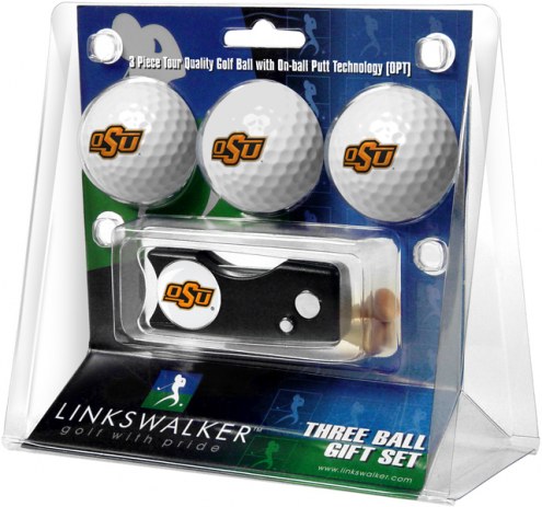 Oklahoma State Cowboys Golf Ball Gift Pack with Spring Action Divot Tool