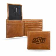 Oklahoma State Cowboys Laser Engraved Brown Billfold Wallet