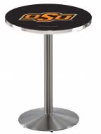 Oklahoma State Cowboys Stainless Steel Bar Table with Round Base