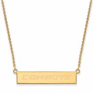 Oklahoma State Cowboys Sterling Silver Gold Plated Bar Necklace