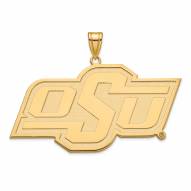 Oklahoma State Cowboys Sterling Silver Gold Plated Extra Large Pendant