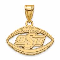 Oklahoma State Cowboys Sterling Silver Gold Plated Football Pendant