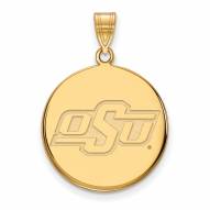 Oklahoma State Cowboys Sterling Silver Gold Plated Large Disc Pendant