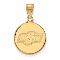 Oklahoma State Cowboys Sterling Silver Gold Plated Medium Disc Pendant