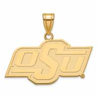 Oklahoma State Cowboys Sterling Silver Gold Plated Medium Pendant