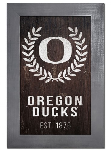 Oregon Ducks 11&quot; x 19&quot; Laurel Wreath Framed Sign