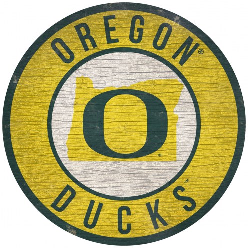 Oregon Ducks 12&quot; Circle with State Sign