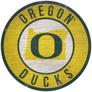 Oregon Ducks 12" Circle with State Sign