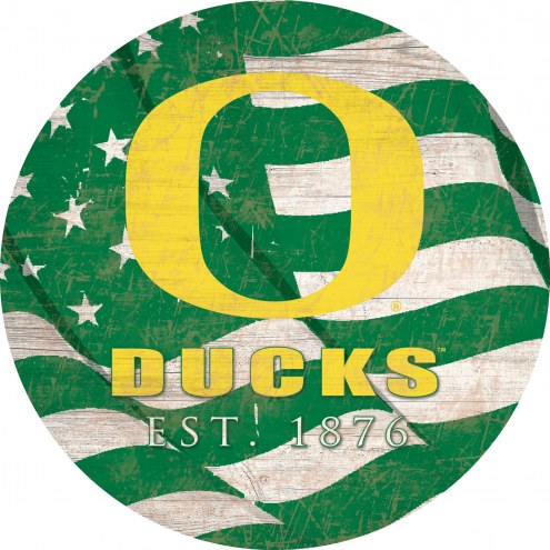 Oregon Ducks 12&quot; Team Color Flag Circle Sign